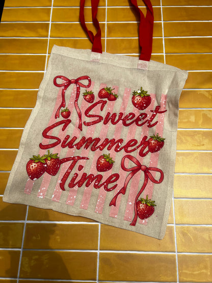 Bolsa Tote “Sweet Summer Time” Fresas & Lazos