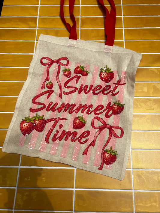 Bolsa Tote “Sweet Summer Time” Fresas & Lazos