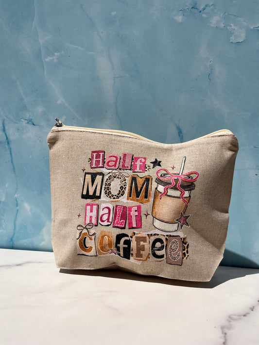 Cosmetiquera de Algodón “Half Mom Half Coffee”