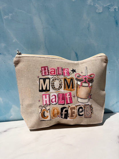 Cosmetiquera de Algodón “Half Mom Half Coffee”